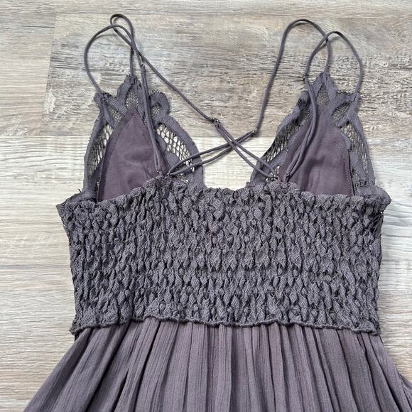 Free People FP One Adella Slip Mini Dress XS Gray Boho Festival - Picture 5 of 10